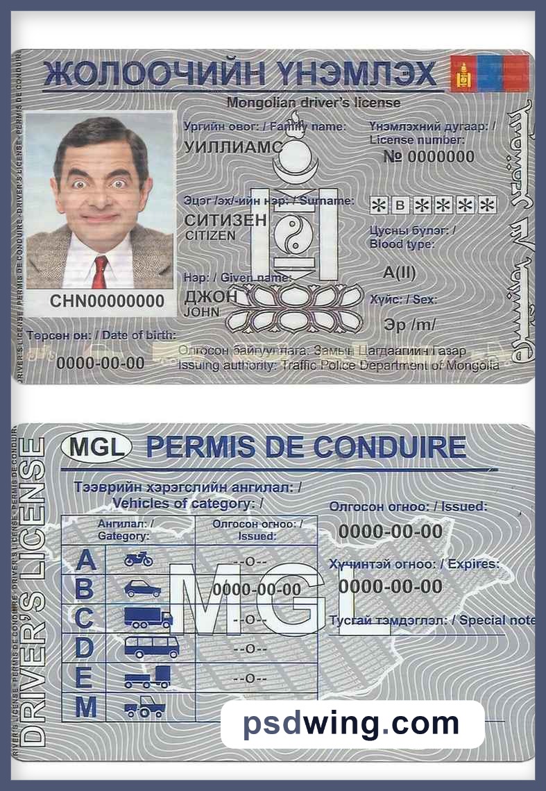 Mongolia Driving License